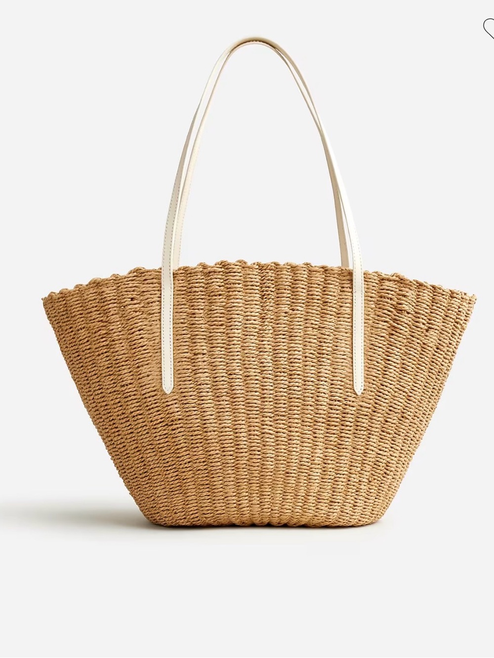 J crew Woven Straw Tote Bag with Cream Handles